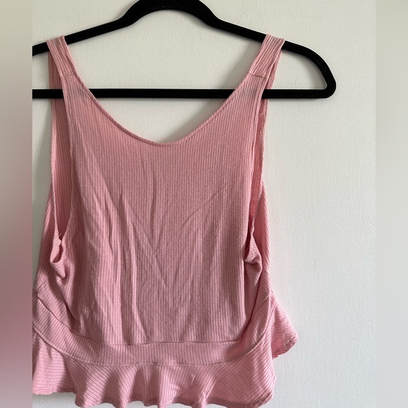 Intimately Free People Light Pink Dainty Ruffle Peplum Tank Top Size Medium EUC - Picture 4 of 7